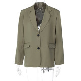 Fashionable personality cardigan backless long-sleeved casual small suit