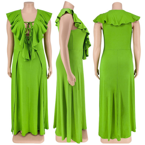 Plus Size Sexy Strapless Backless Solid Color Dress