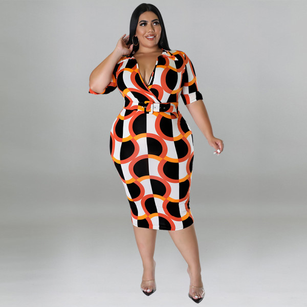 Sexy package hip multicolor dress