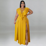 Plus Size Sexy Strapless Backless Solid Color Dress