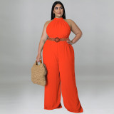 Casual Solid Belted Jumpsuit
