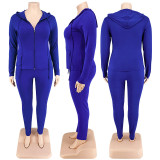 Plus Size Hood Long Sleeve Pants Fashion Casual Set