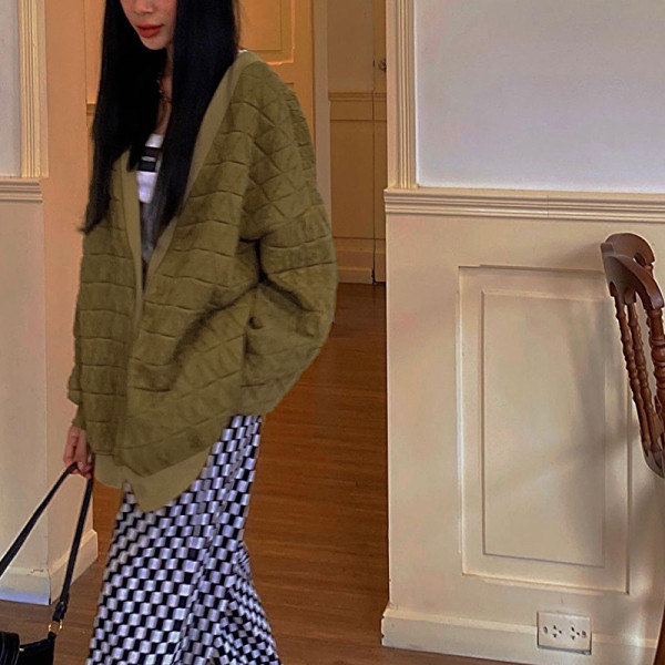 Fashion Casual Cardigan Button Loose Long Sleeve Jacket
