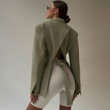 Fashionable personality cardigan backless long-sleeved casual small suit