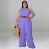 Casual Solid Belted Jumpsuit