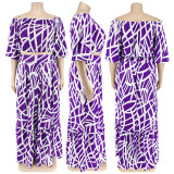 Plus Size Sexy One-Line Neck Fashion Two-Piece Swing Skirt