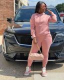 Women's Thickened Casual Long Sleeve Sweater Sports Two-Piece Pleated Pants Suit