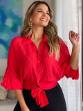 Women's Loose Large Size Raglan Lantern Long Sleeve Shirt Commuter Temperament Top