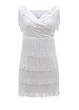 One-shoulder fringed fashion bodysuit