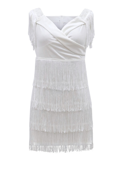 One-shoulder fringed fashion bodysuit