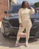 Women's Thickened Casual Long Sleeve Sweater Sports Two-Piece Pleated Pants Suit