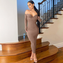 Sexy Slim Fit Solid Color Slanted Shoulder Sleeveless Hip Dress Sexy Slim Fit Solid Color Slanted Shoulder Sleeveless Hip Dress