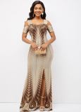 Sexy Fashion Digital Printed Linen Neck Tube Top Dress