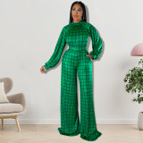 Plus Size Long Sleeve One Piece Straight Leg Pants