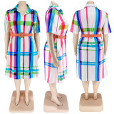 Plus Size Women's Checkered Short Sleeve Shirt Dress