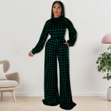 Plus Size Long Sleeve One Piece Straight Leg Pants