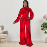 Plus Size Long Sleeve One Piece Straight Leg Pants