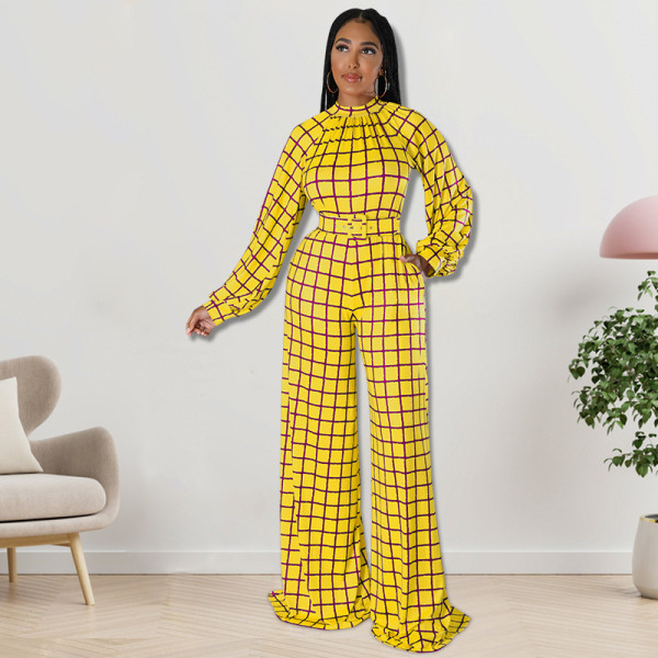 Plus Size Long Sleeve One Piece Straight Leg Pants