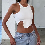 Solid Round Neck Sleeveless Slim Fit Posh Tank Top