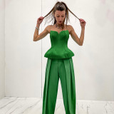 Sleeveless wrap chest air layer street style three-dimensional irregular top