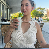 Solid color sleeveless chain hot girl all-match street vest