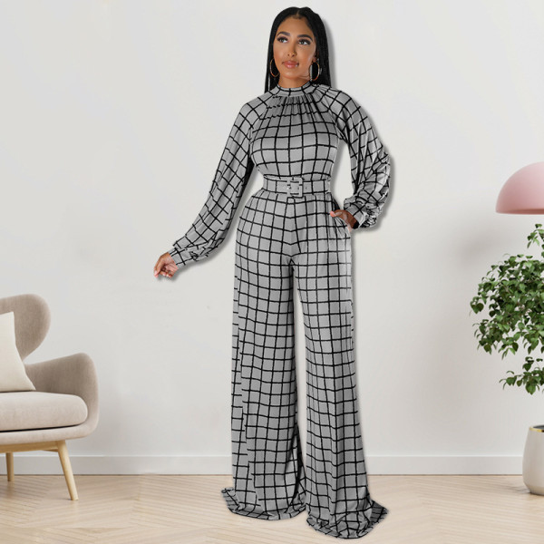 Plus Size Long Sleeve One Piece Straight Leg Pants