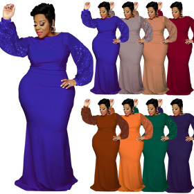 plus size long sleeve sequin dress