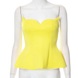 Sleeveless wrap chest air layer street style three-dimensional irregular top