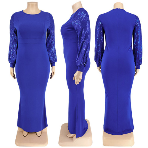 plus size long sleeve sequin dress