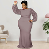 plus size long sleeve sequin dress