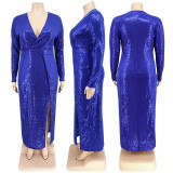 Plus Size Velvet Bottom Sequin Dress