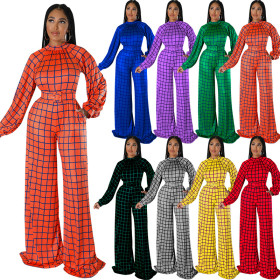 Plus Size Long Sleeve One Piece Straight Leg Pants