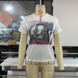Fashion Cropped Letter Print Fringe Short Sleeve T-Shirt Top