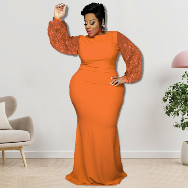 plus size long sleeve sequin dress