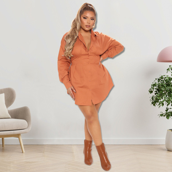 solid color autumn long sleeve long shirt
