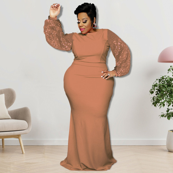 plus size long sleeve sequin dress
