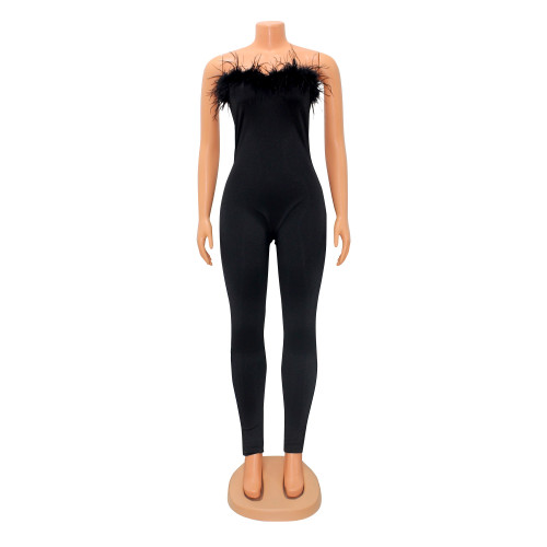 Fashion sexy tight wrap chest jumpsuit trousers