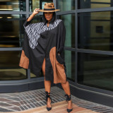 Plus Size Colorblock Loose Doll Sleeve Shirt Lazy Dress