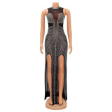 Women's Fashion Sexy Mesh Hot Drill Perspective Dress