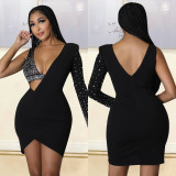 Fashion Sexy Skinny Hot Diamond One Shoulder Dress