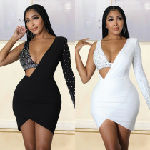 Fashion Sexy Skinny Hot Diamond One Shoulder Dress