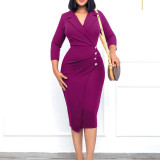 Slim Fit Professional Dress Amazon Suit Collar Button Dress