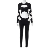 Sexy Hollow Hole Long Sleeve Ladies Casual Pants