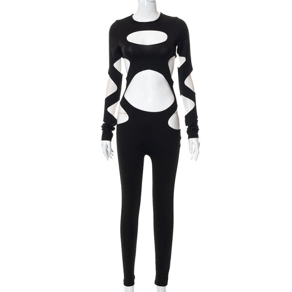 Sexy Hollow Hole Long Sleeve Ladies Casual Pants