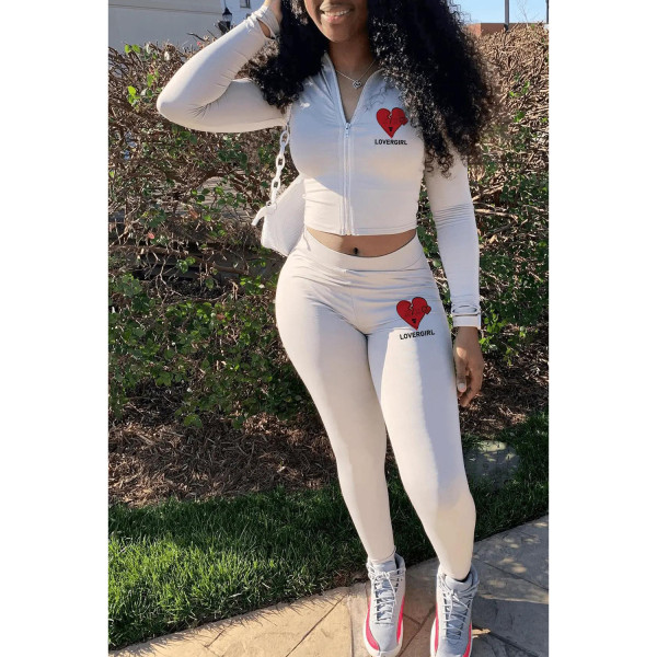 Fashion Athleisure Printed Two Piece Suit