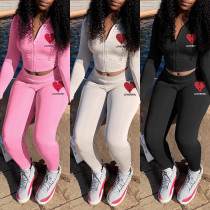 Fashion Athleisure Printed Two Piece Suit