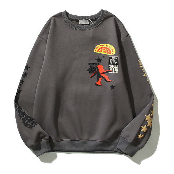 Travis Scott touring music festival American high street palm eye print men's and women's casual round neck sweater