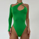 One shoulder long sleeve sexy tight personality hot girl jumpsuit