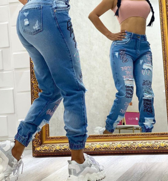 Women's new lettered jeans