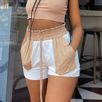 Color contrast sanitary pants with elastic waist casual shorts Color contrast sanitary pants with elastic waist casual shorts